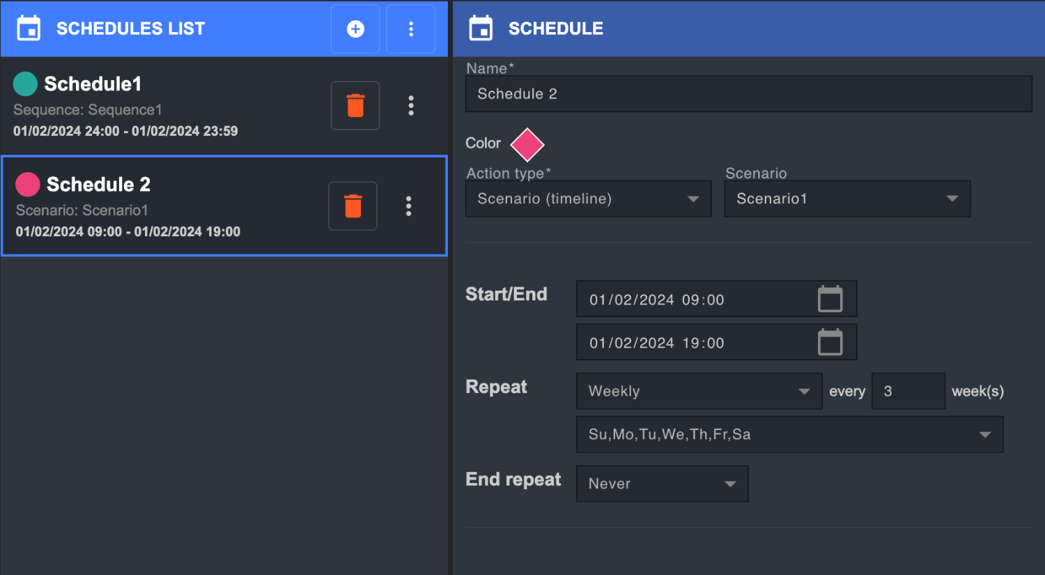 programming repetitive dynamic display event with Disign CMS