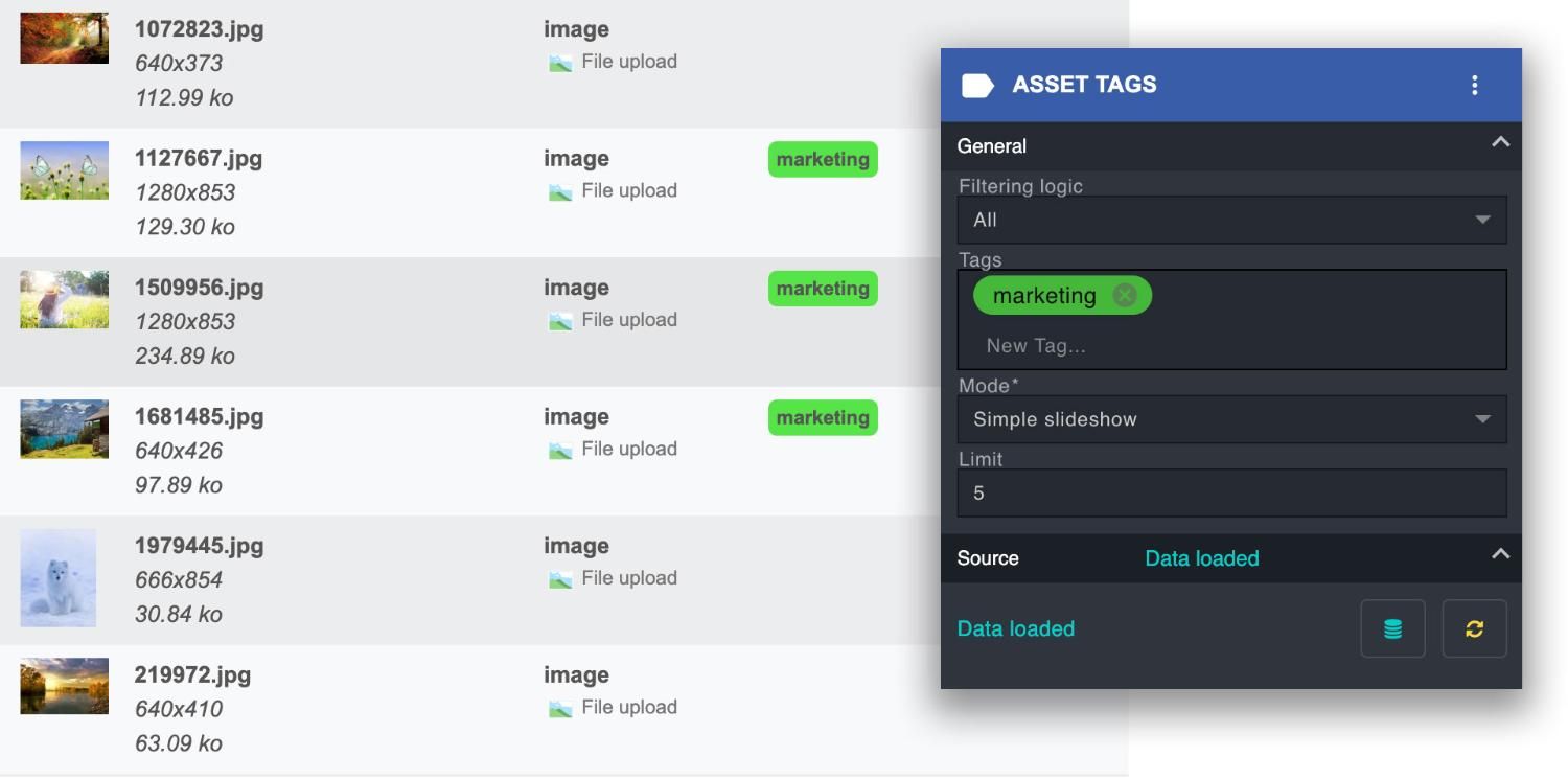 application fichier medias playlist affichage dynamique avec Disign CMS