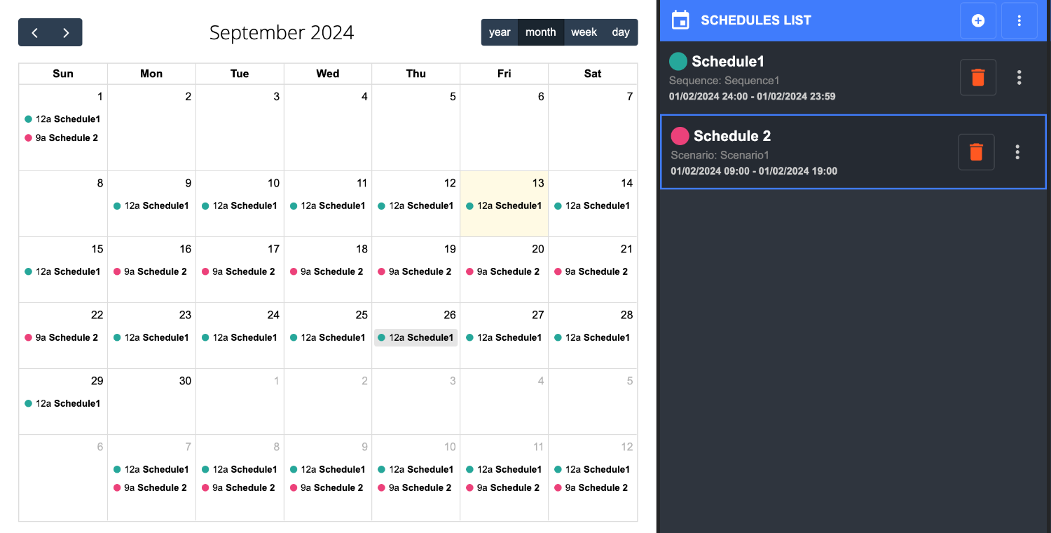 Schedules calendar digital signage with Disign CMS