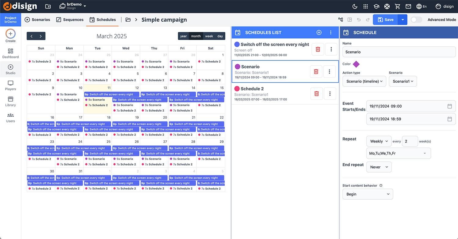 Digital Signage Disign scheduling planning media