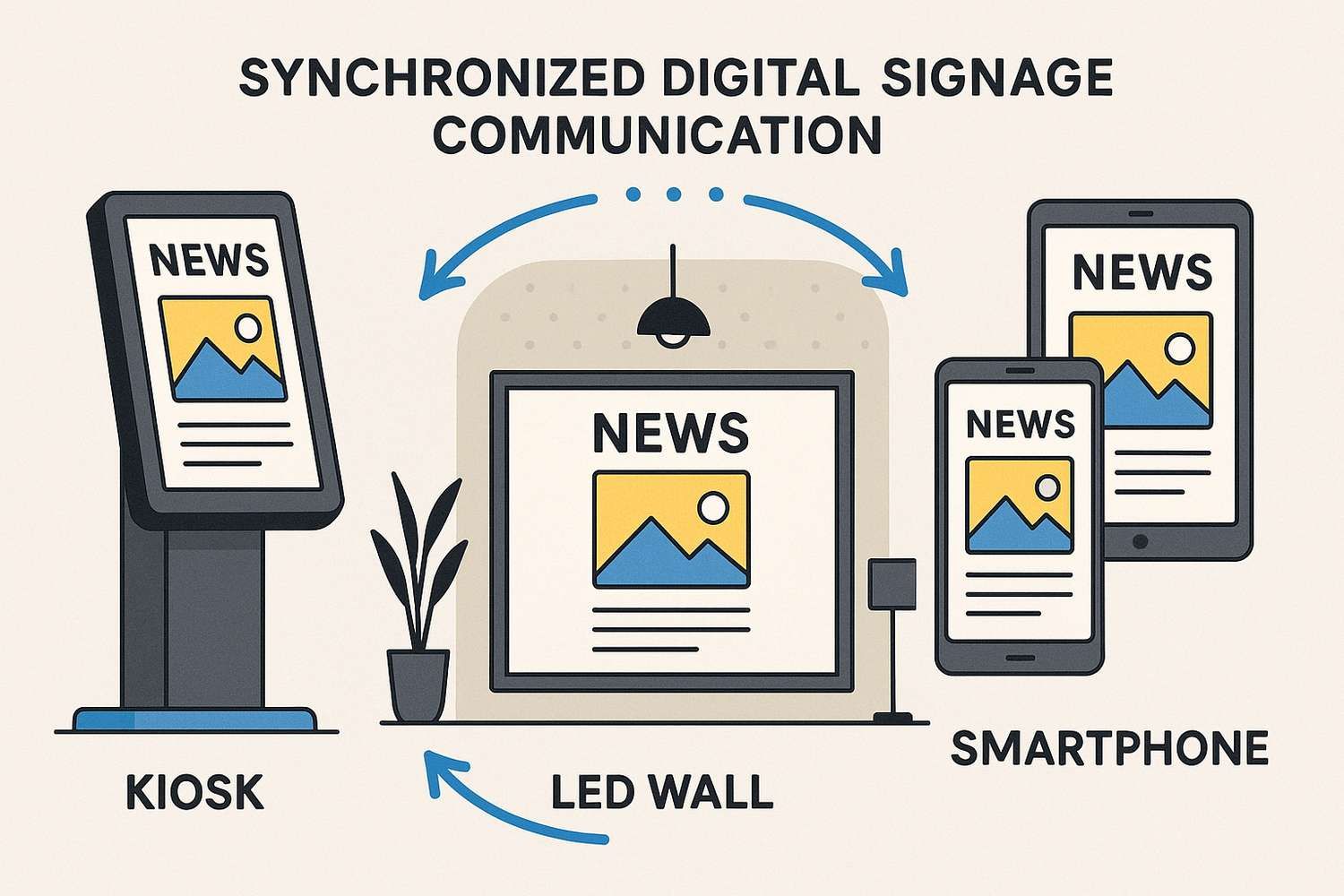 infographie plate signalisation numérique synchronisée