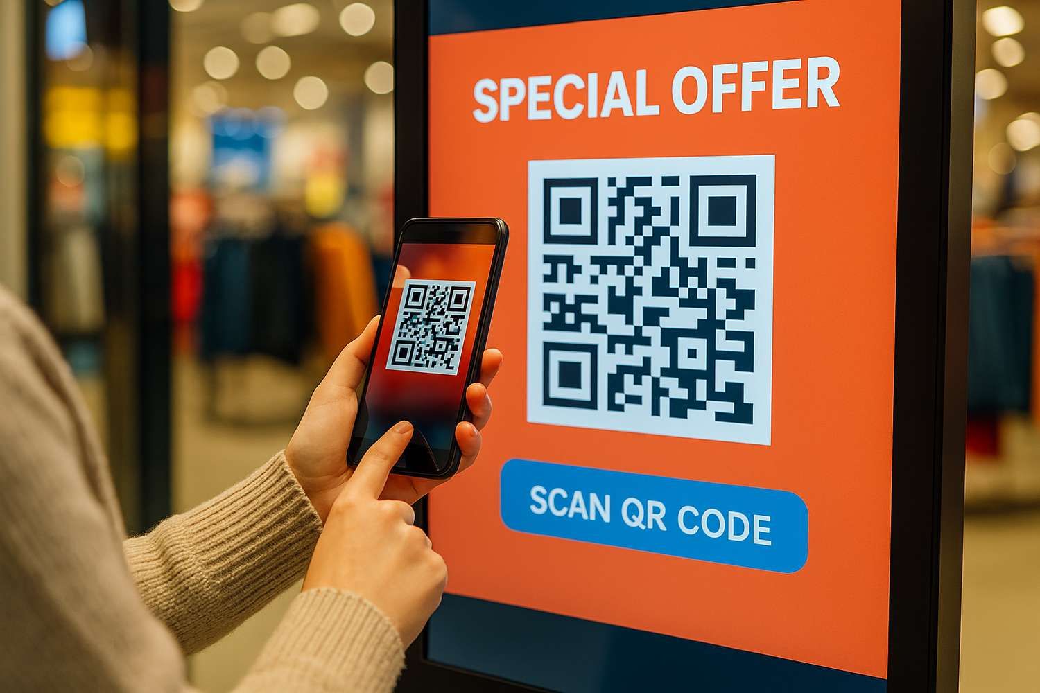 photo écran tactile interactif avec QR code client