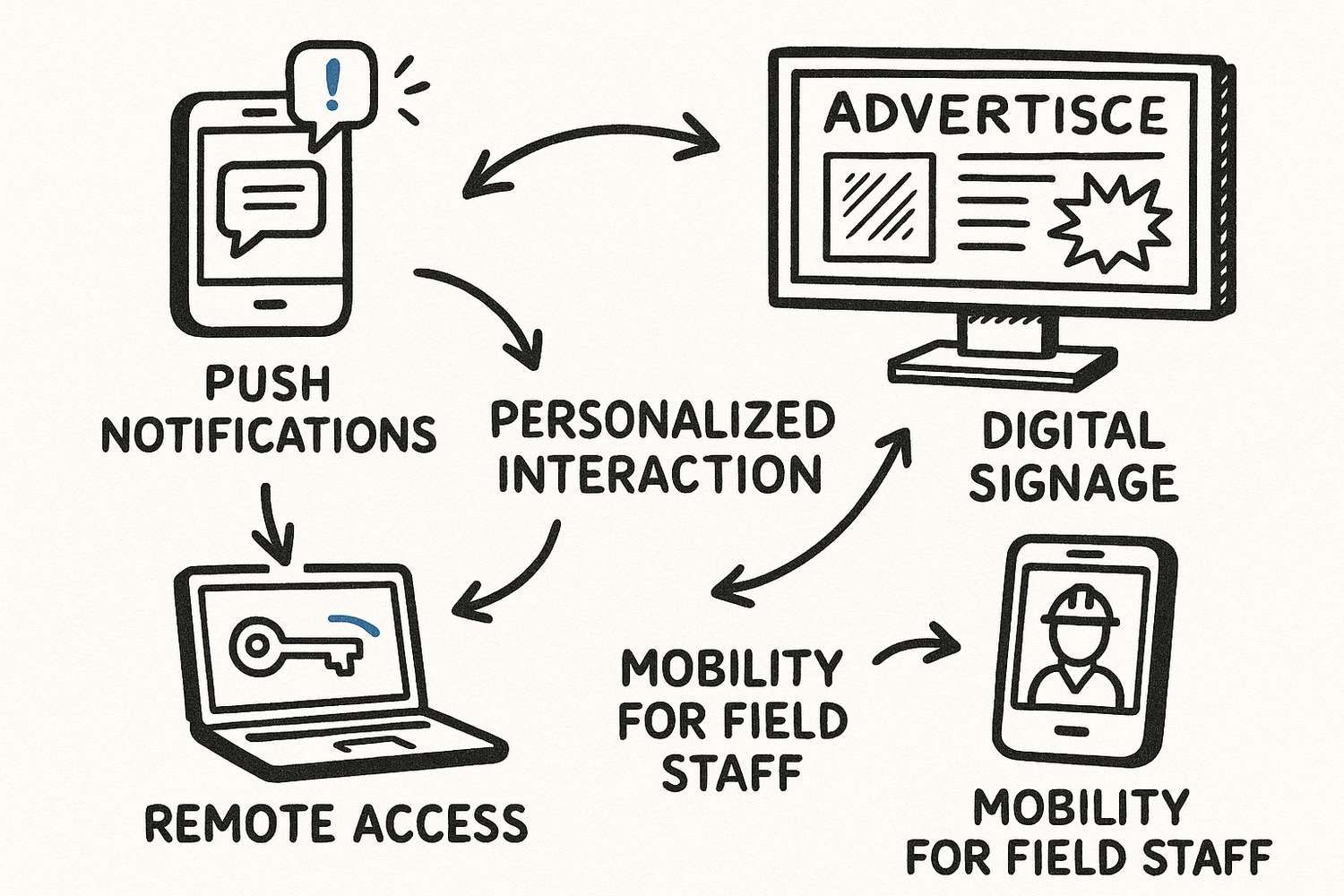 intégration mobile infographie dessinée à la main