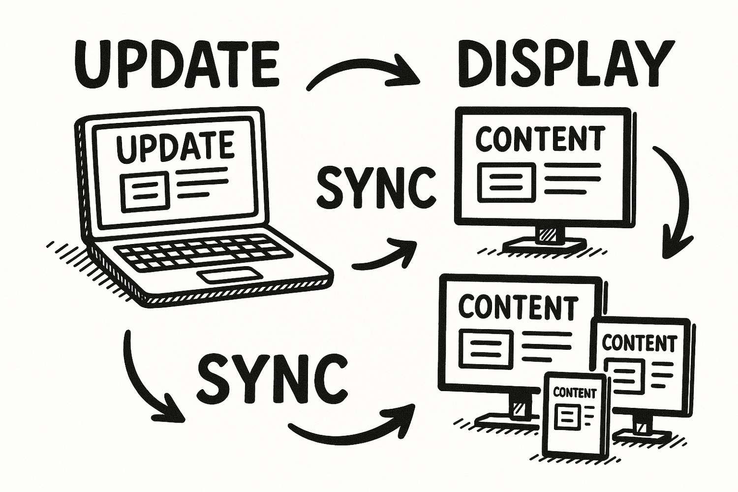 Infographic: Content update process hand-drawn