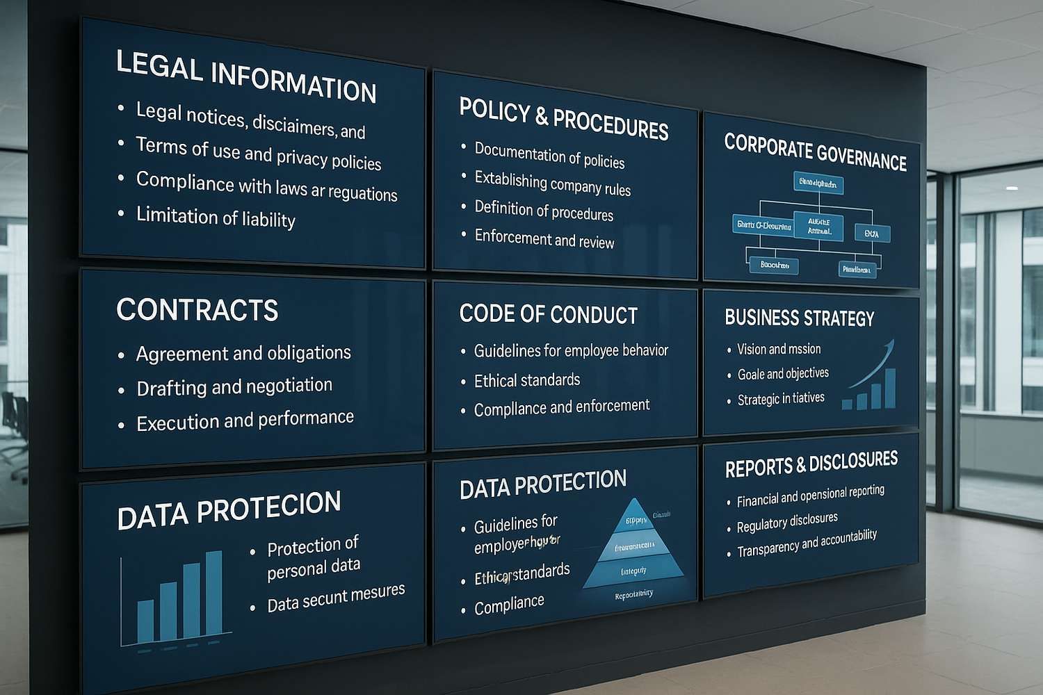 Grid of multiple interactive digital screens