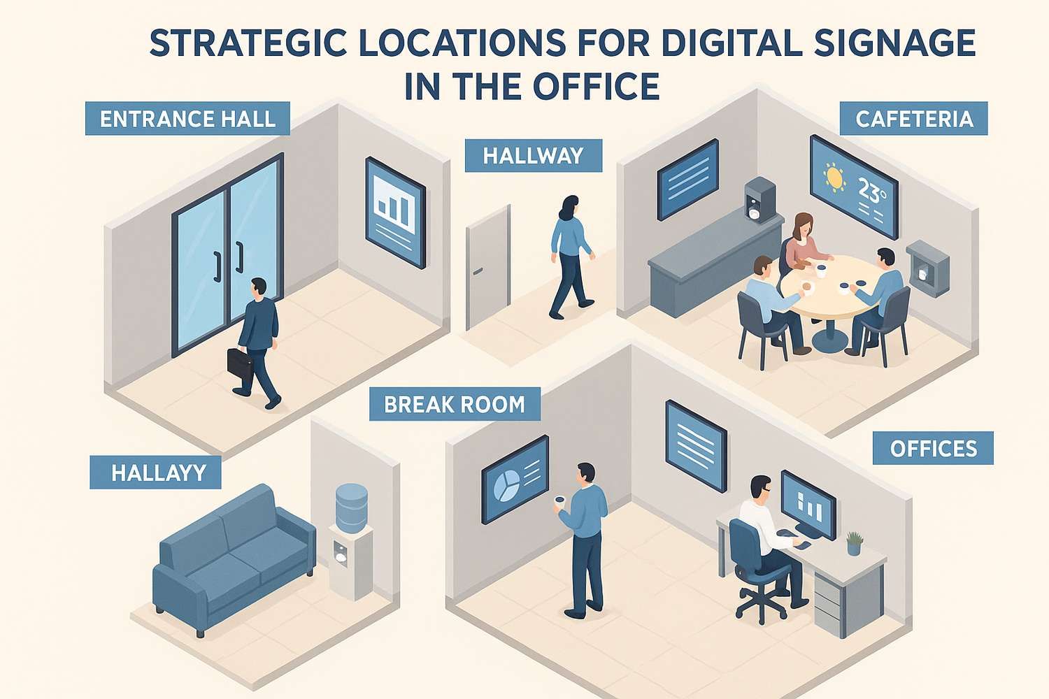 Isometric 3D: strategic display locations