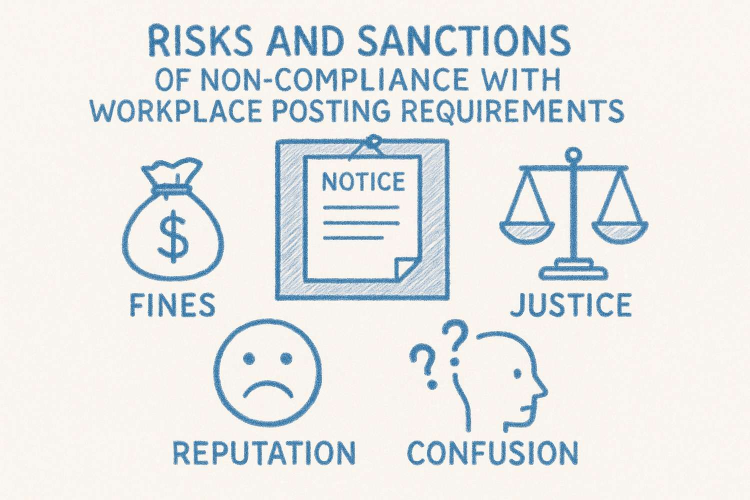 Sketch infographic: risks and penalties