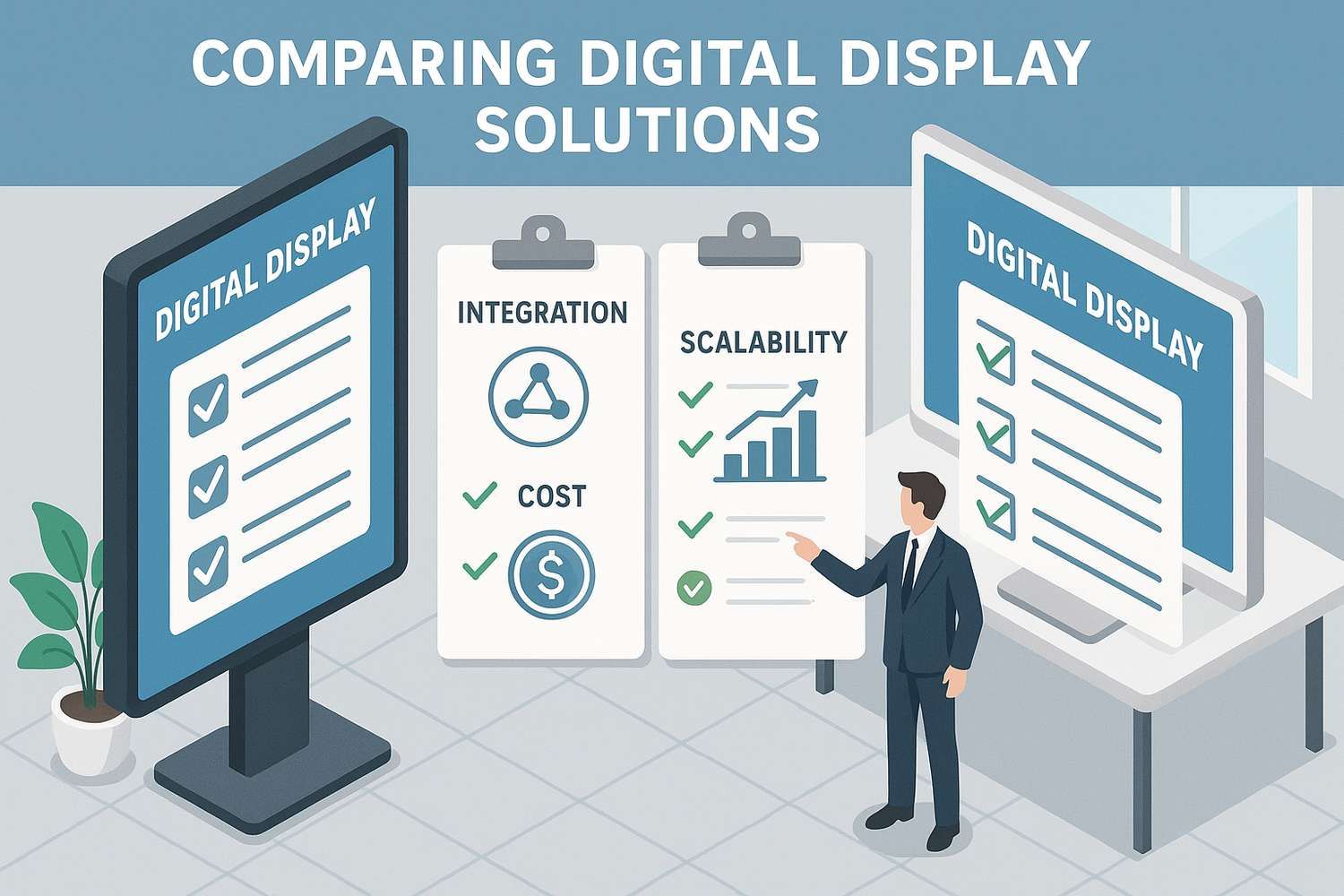 Comparaison isométrique des solutions d'affichage digital