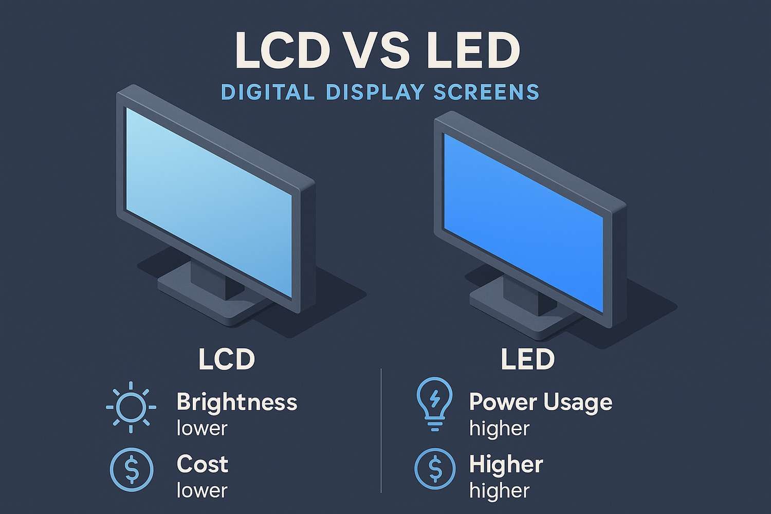Infographie des types d'écrans LCD vs LED