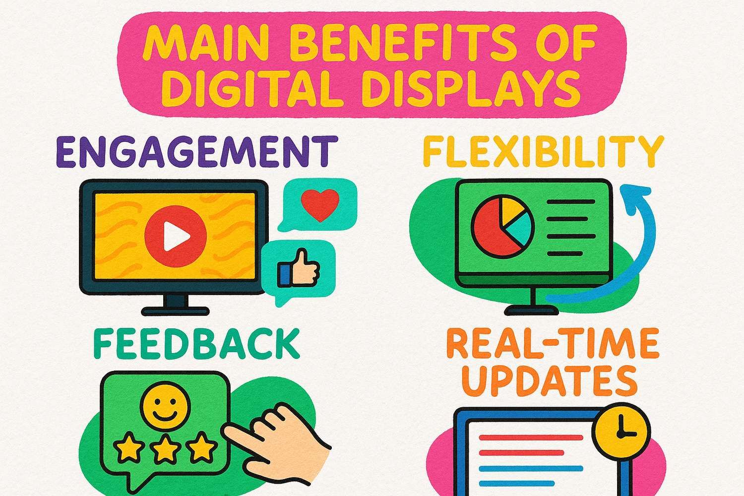 Infographie sur les bénéfices des affichages digitaux
