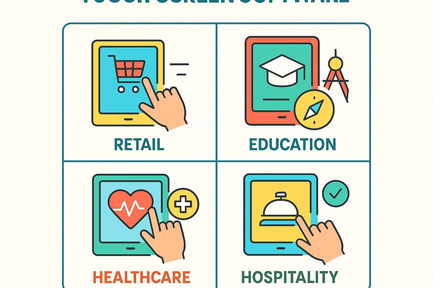 Touch screen uses in businesses infographic