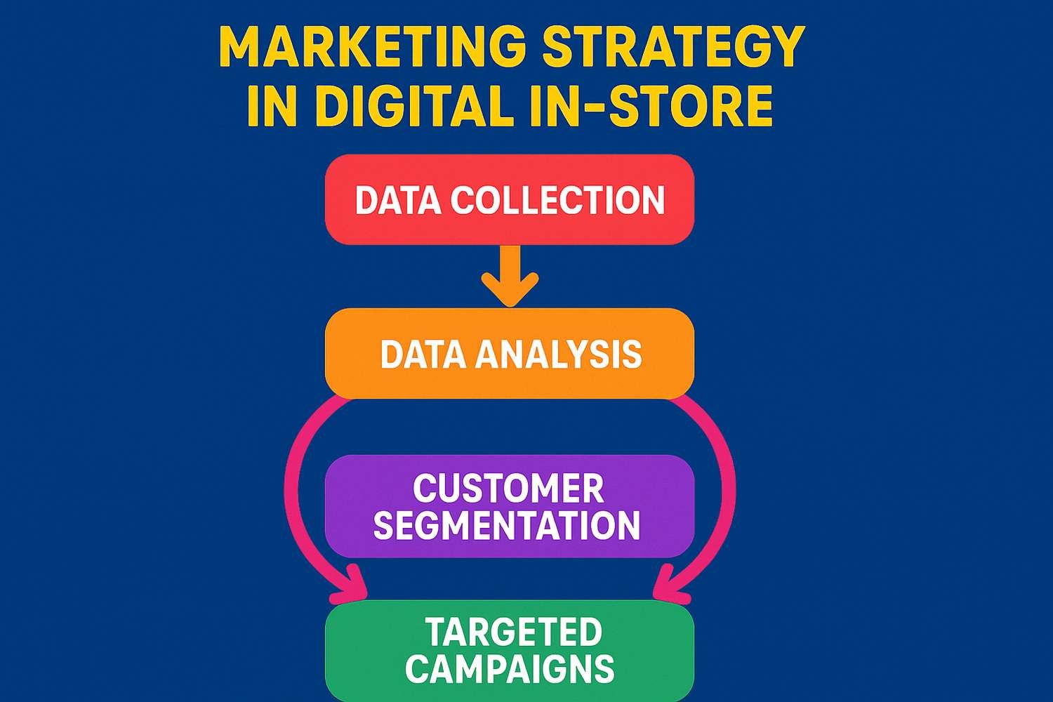 Infographic marketing strategy data flow arrows