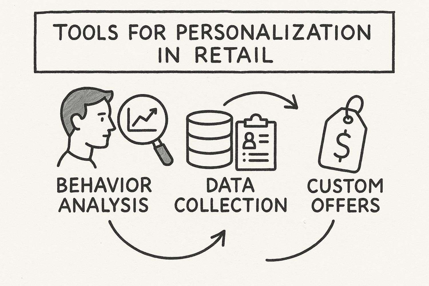 Sketch-style infographic of personalization tools