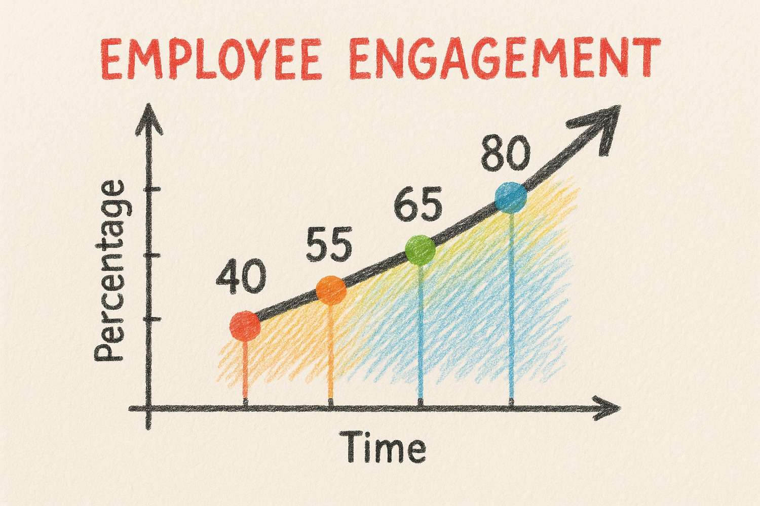 Hand-drawn engagement metrics graph